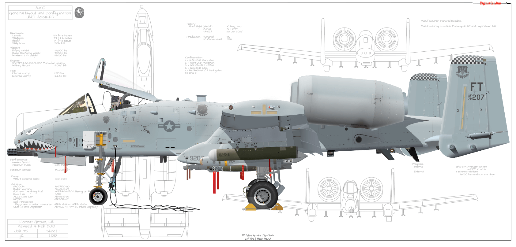 送料無料 日本 Thunderbolt A-10C II  FS 75 航空機・ヘリコプター